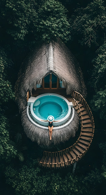 Tropical Treehouse Villa with Circular Plunge Pool - Free mobile Wallpaper