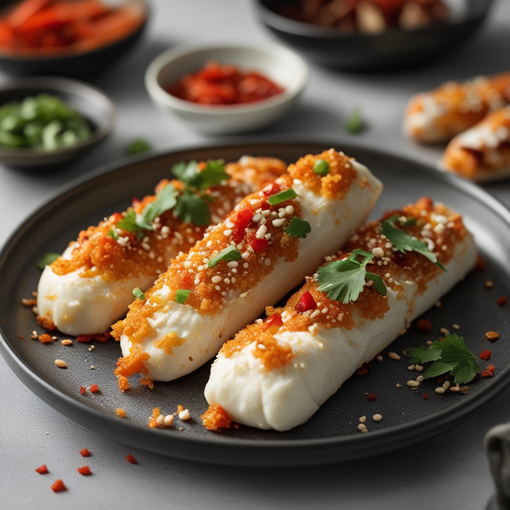 Final Crispy Gochujang Mozzarella Sticks with Sweet Chili Dipping Sauce