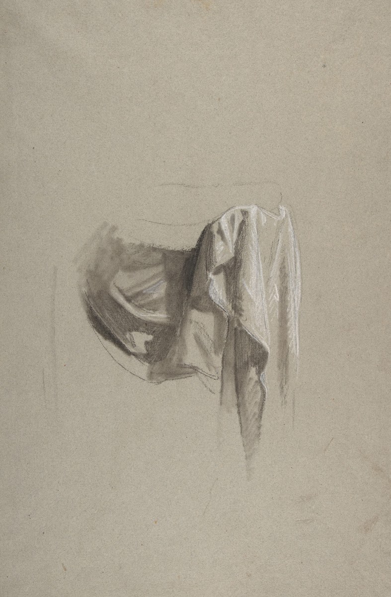 Drapery Study for Figure Holding Crown 19th Century