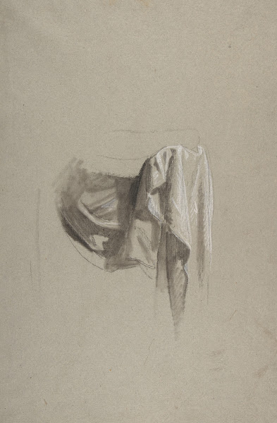 Drapery Study for Figure Holding Crown 19th Century