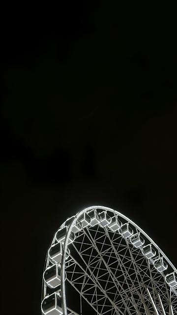 Bright White Ferris Wheel Against Black Night Sky Minimalist - Free mobile Wallpaper