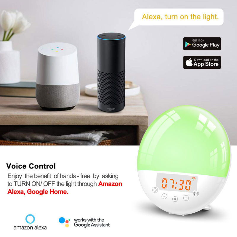 WiFi LED Wake Up Light with Voice Control and Color Change