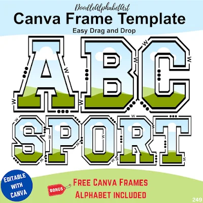 Editable sport Canva frame preview for Canva Frames Graduate Sport Alphabets Line