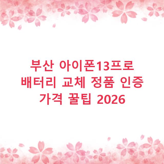 부산 아이폰13프로 배터리 교체 정품 인증 가격 꿀팁 2026