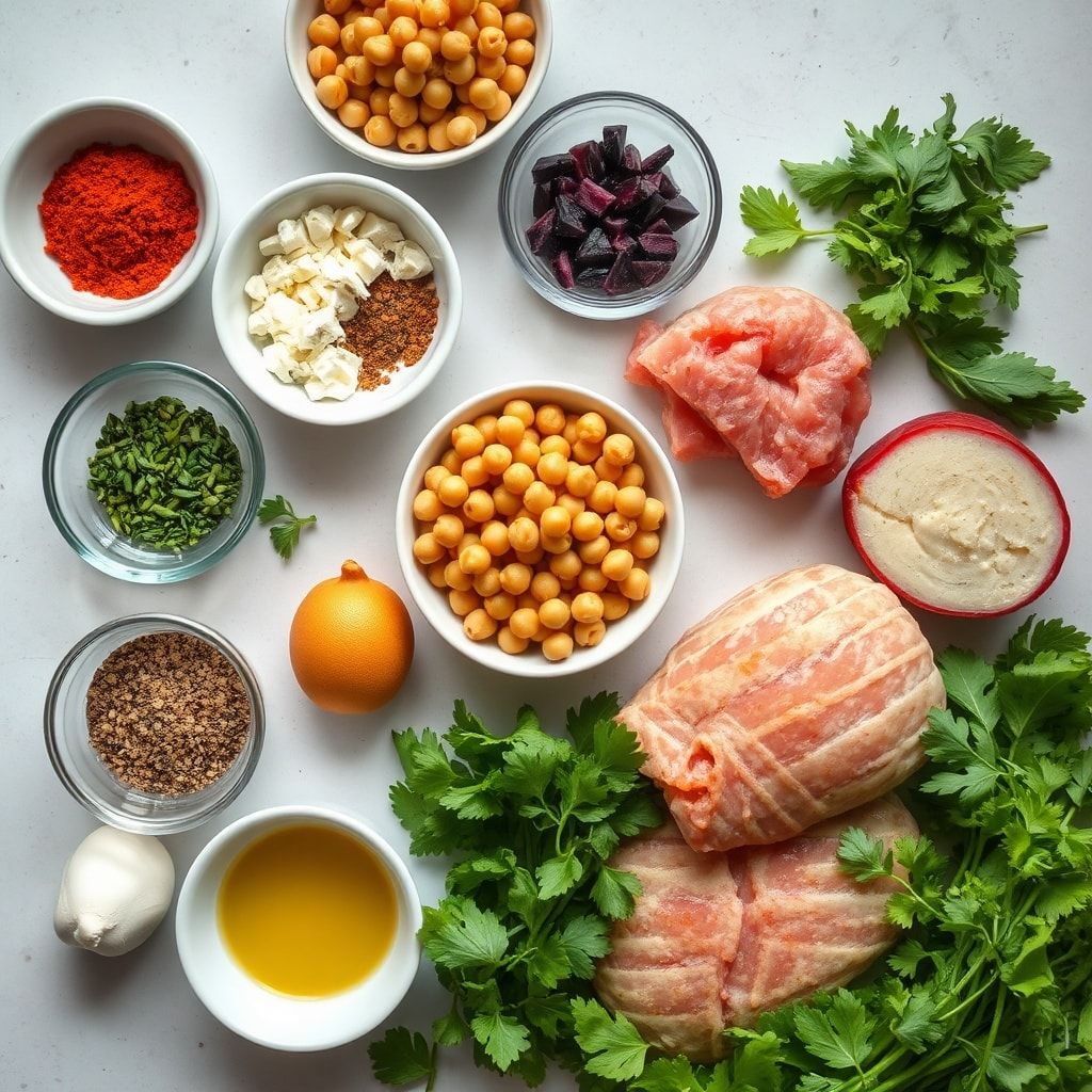 Ingredients for Zesty Chickpea Beet Feta Salad: Quick, Easy, and Bursting with Flavor in 30 Minutes