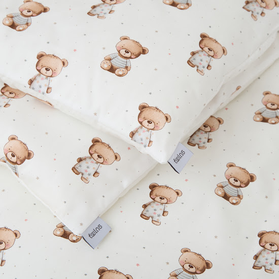 Children's bedding set 4 el Twins Satin Limited Nighty Bears light beige