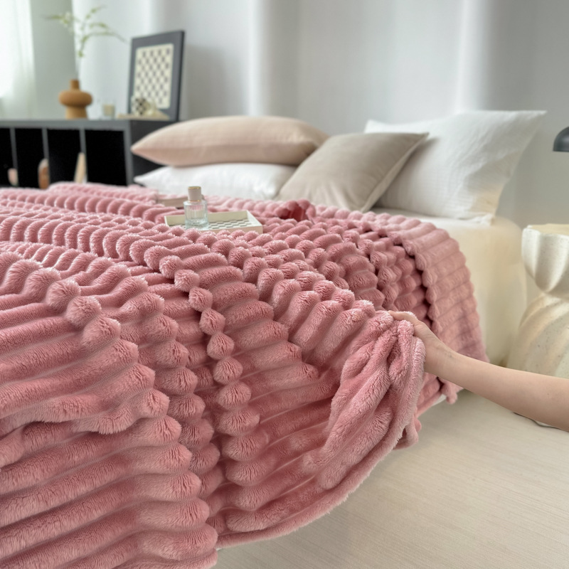 Luxurious Flannel Blanket Made of Faux Rabbit Fur