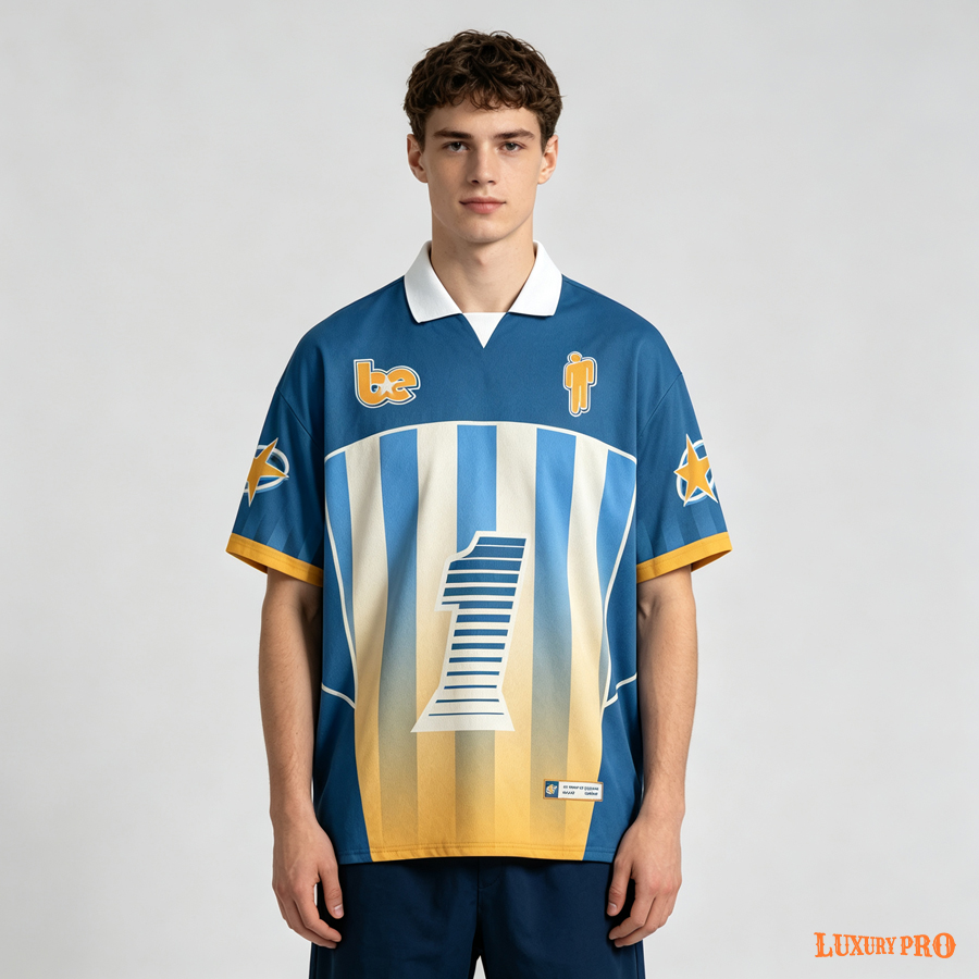 AOP Polo Collar Football Jersey