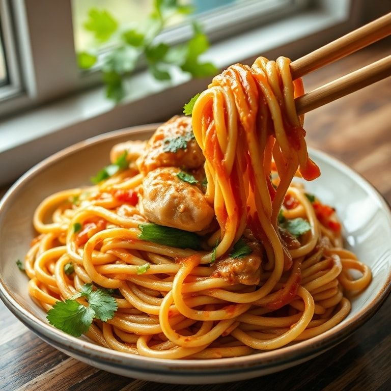 Easy Sticky Garlic Chicken Noodles Recipe for Dinner: Quick Comfort Food in 40 Minutes finished