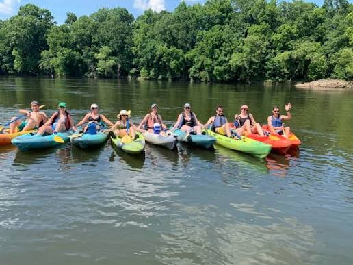 Kayaking the Coosawattee River near Orchard & Vine Mountain Haus, Ellijay Georgia