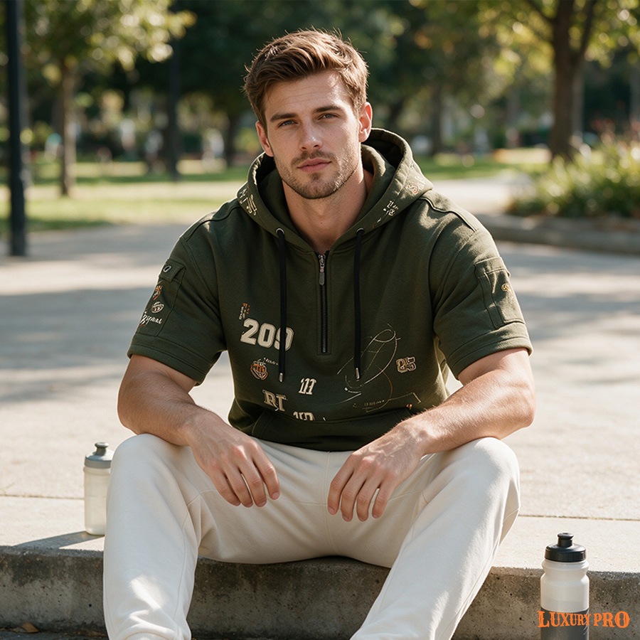 2D Short Sleeve Half-Zip Sweatshirt