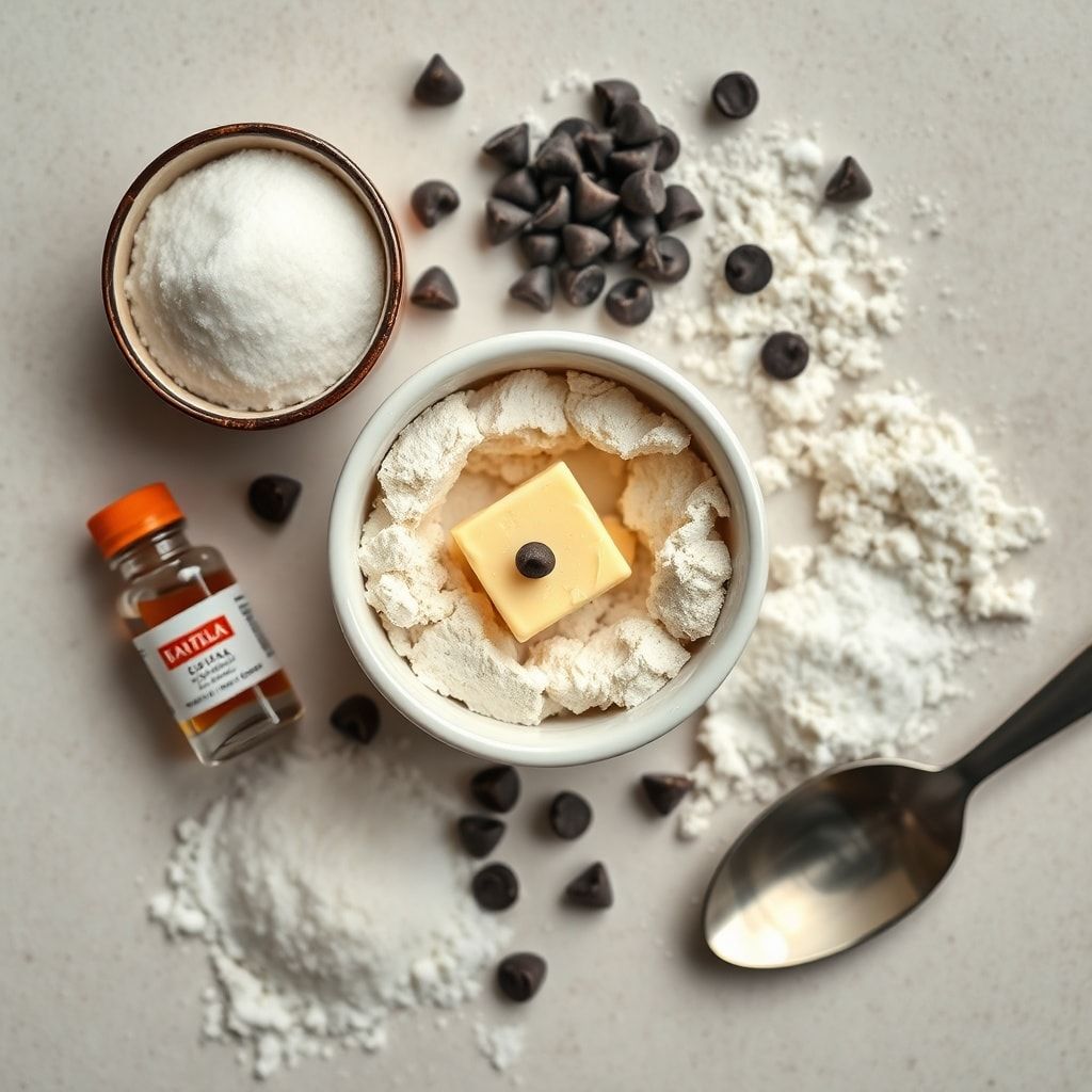Ingredients for Edible Chocolate Chip Cookie Dough for One (Quick, Egg-Free & Safe)
