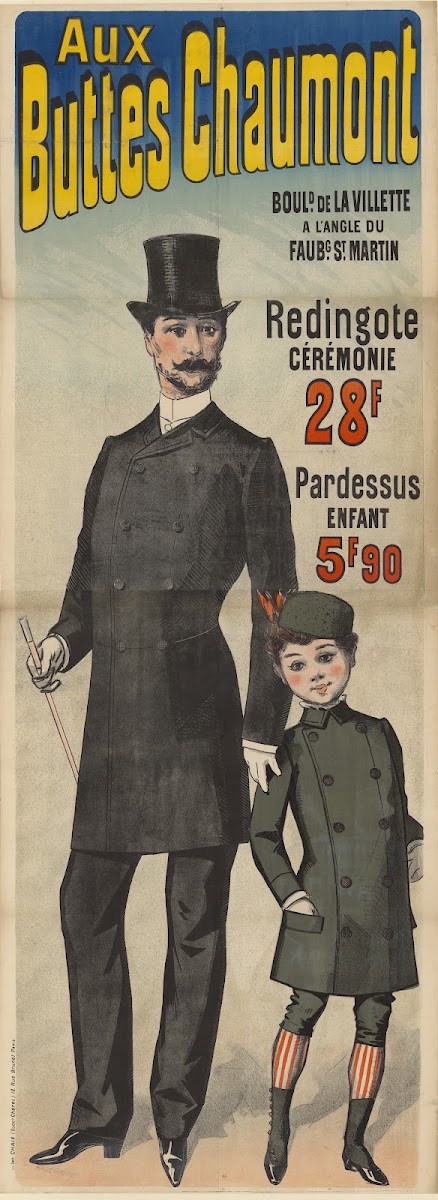 Aux Buttes Chaumont Redingote céremonie 28 F pardessus enfant 5 F90 1888