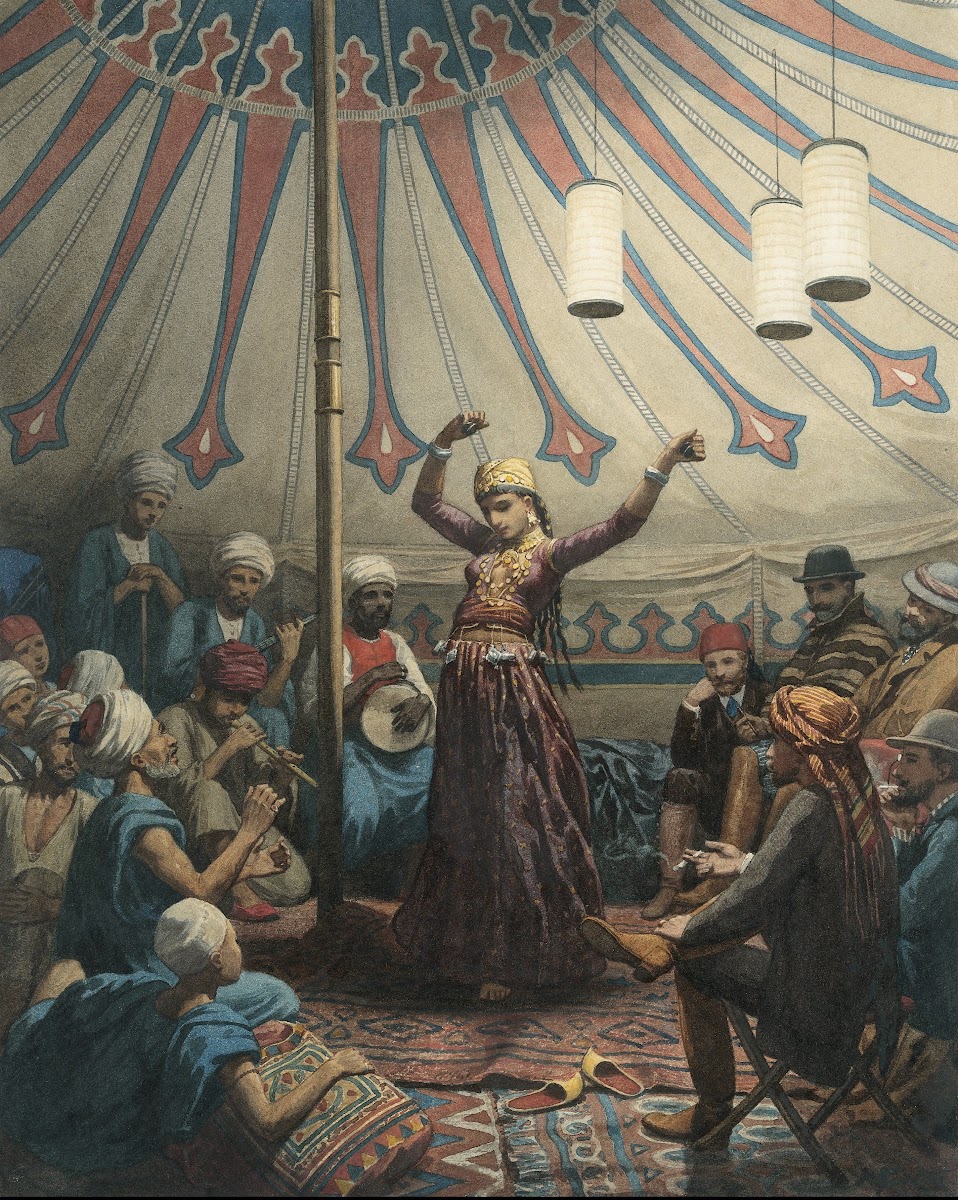 Egyptian Dancer In A Tent With Musicians And Spectators 1868