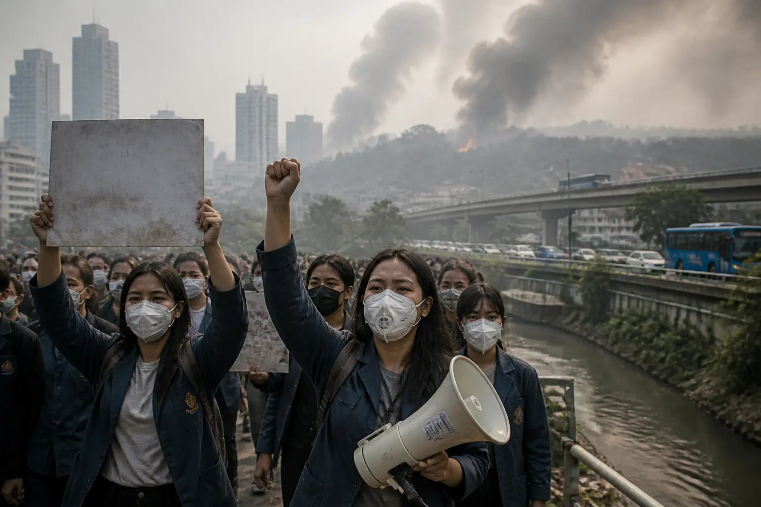 Editorial image for Indonesian students protest toxic haze as wildfires intensify