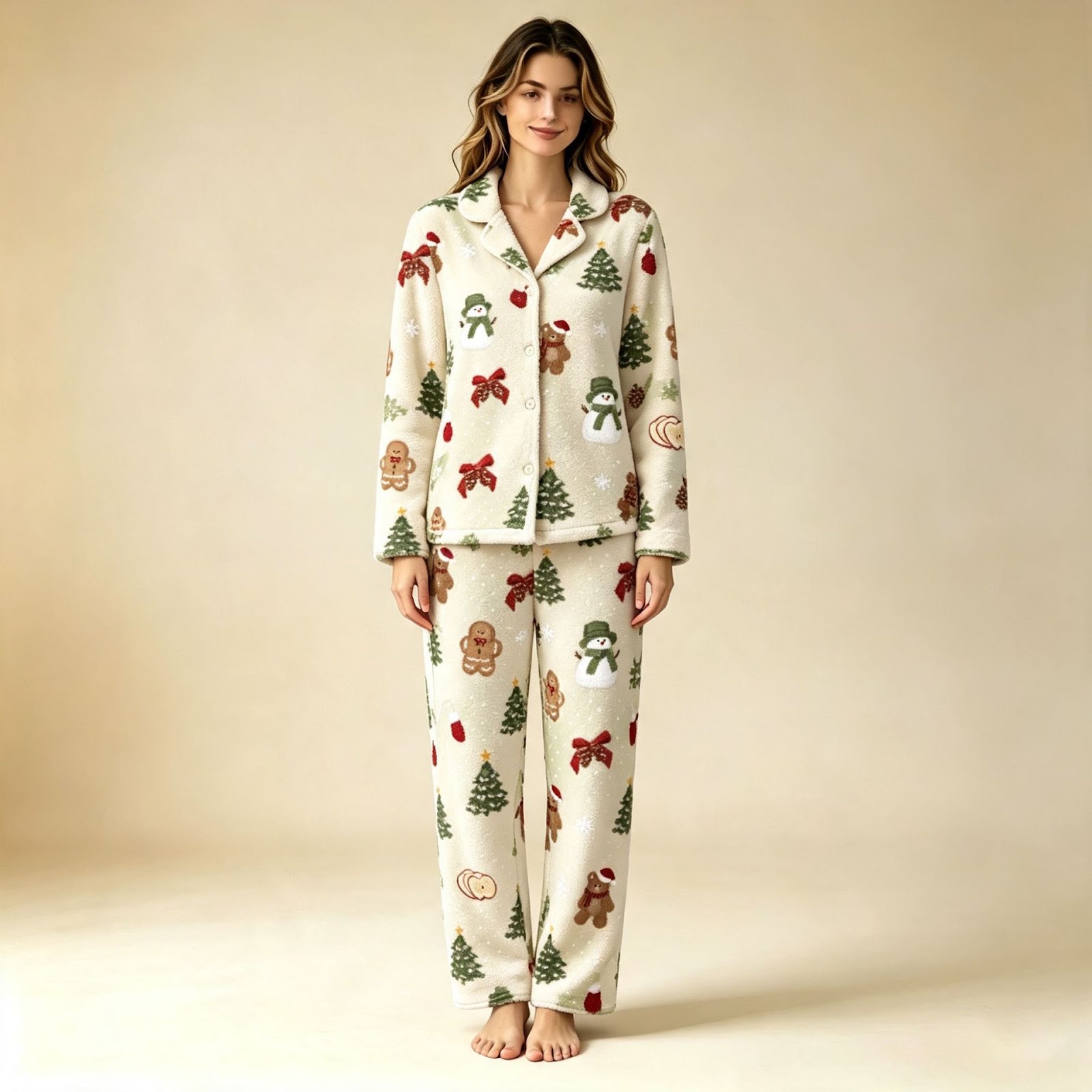 Christmas Pajama Set made of stretchy fleece
