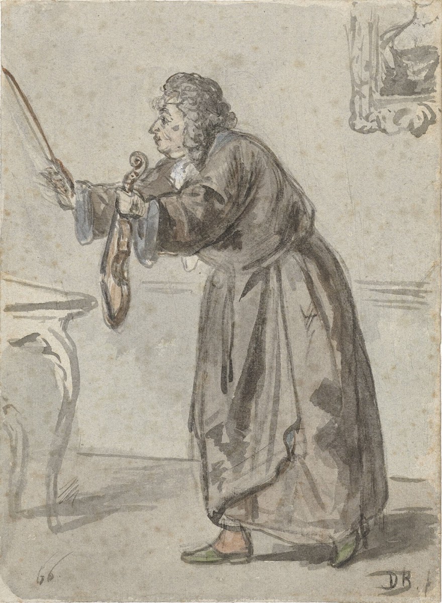 Staande man met viool en strijkstok 1866