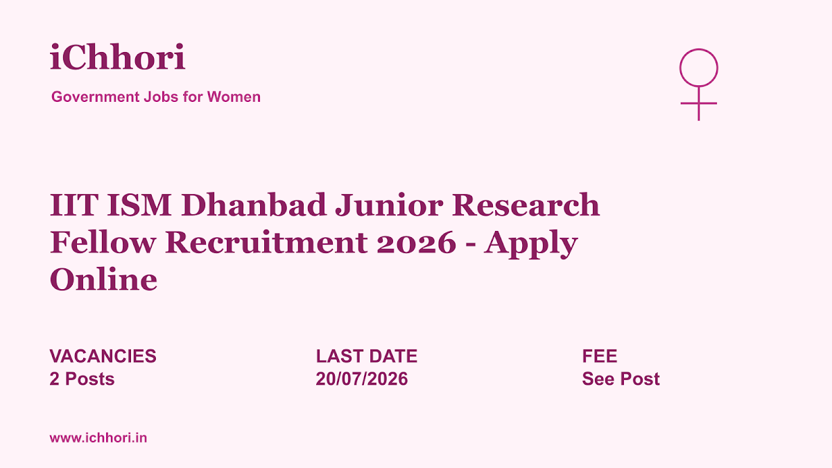 IIT ISM Dhanbad Junior Research Fellow Recruitment 2026 - Apply Online - iChhori