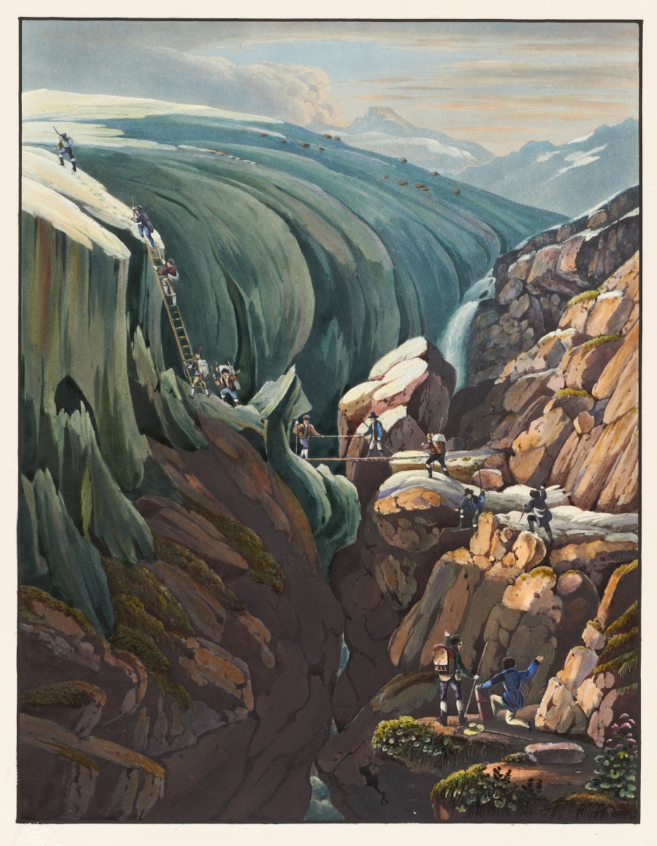 Vue de lenfer près de la montagne de lOiseau et du glacier du Rhinwald