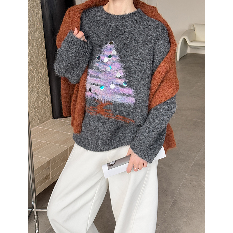 Women's Christmas Sweater, Sequin Design, Soft