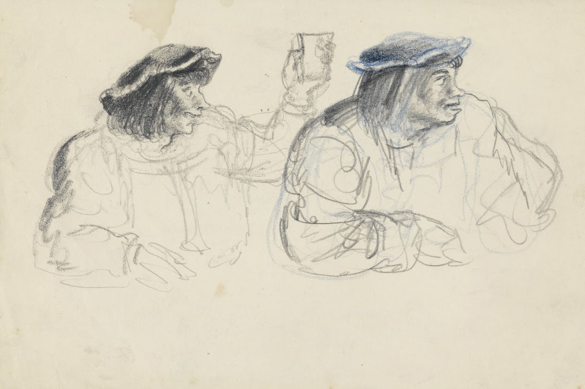 Karikaturale studie van een twee mannen 1936 1940