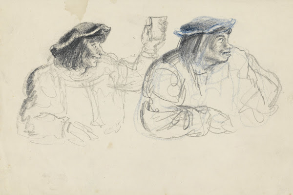 Karikaturale studie van een twee mannen 1936 1940