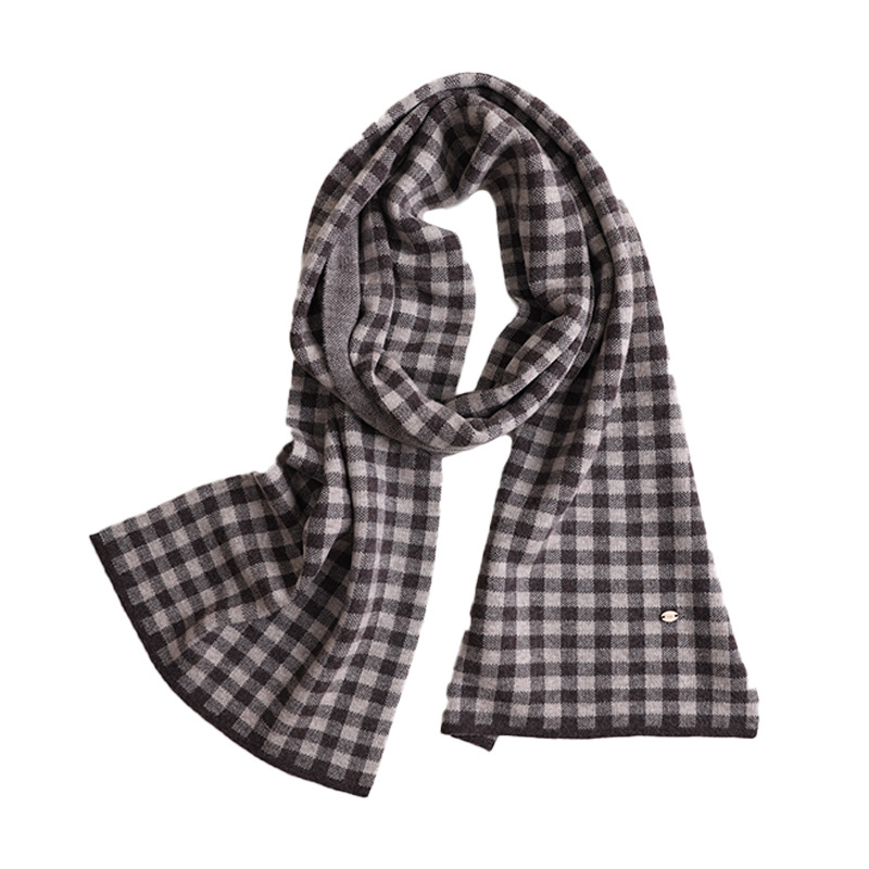 Merino wool scarf, checked, 100% wool