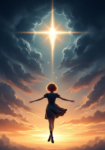 Girl Floating Under Guiding Star