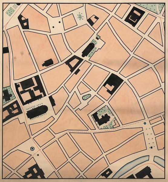 Map of Frue Plads Rundetårn and Strøget 1900