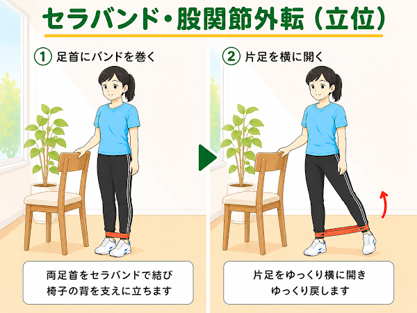 セラバンド・股関節外転（立位）