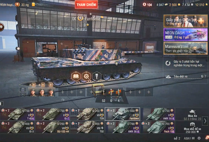 Acc World of Tanks PC full 5 tank cấp X gồm Foch 155, IS-7,...
