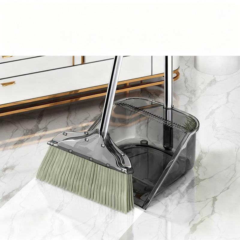 Plastic broom and dustpan set