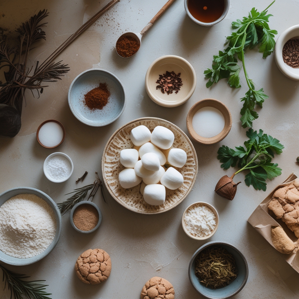 Ingredients for Soft Hot Cocoa Surprise Cookies With Marshmallow Centers - Easy Homemade Treat