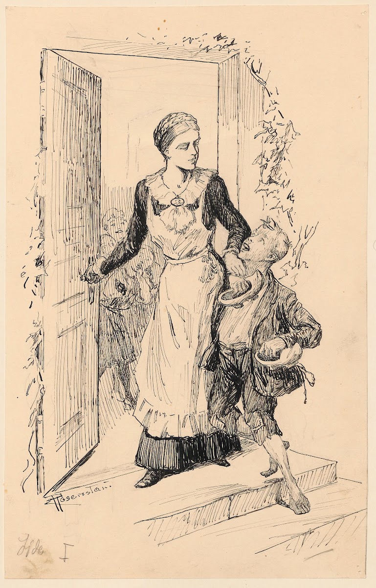Poor boy rejected at the door by maid 1929