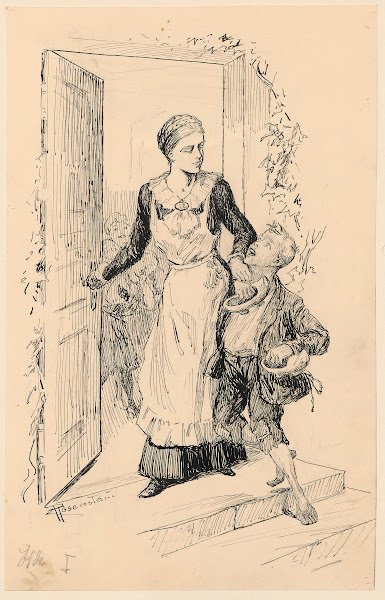 Poor boy rejected at the door by maid 1929