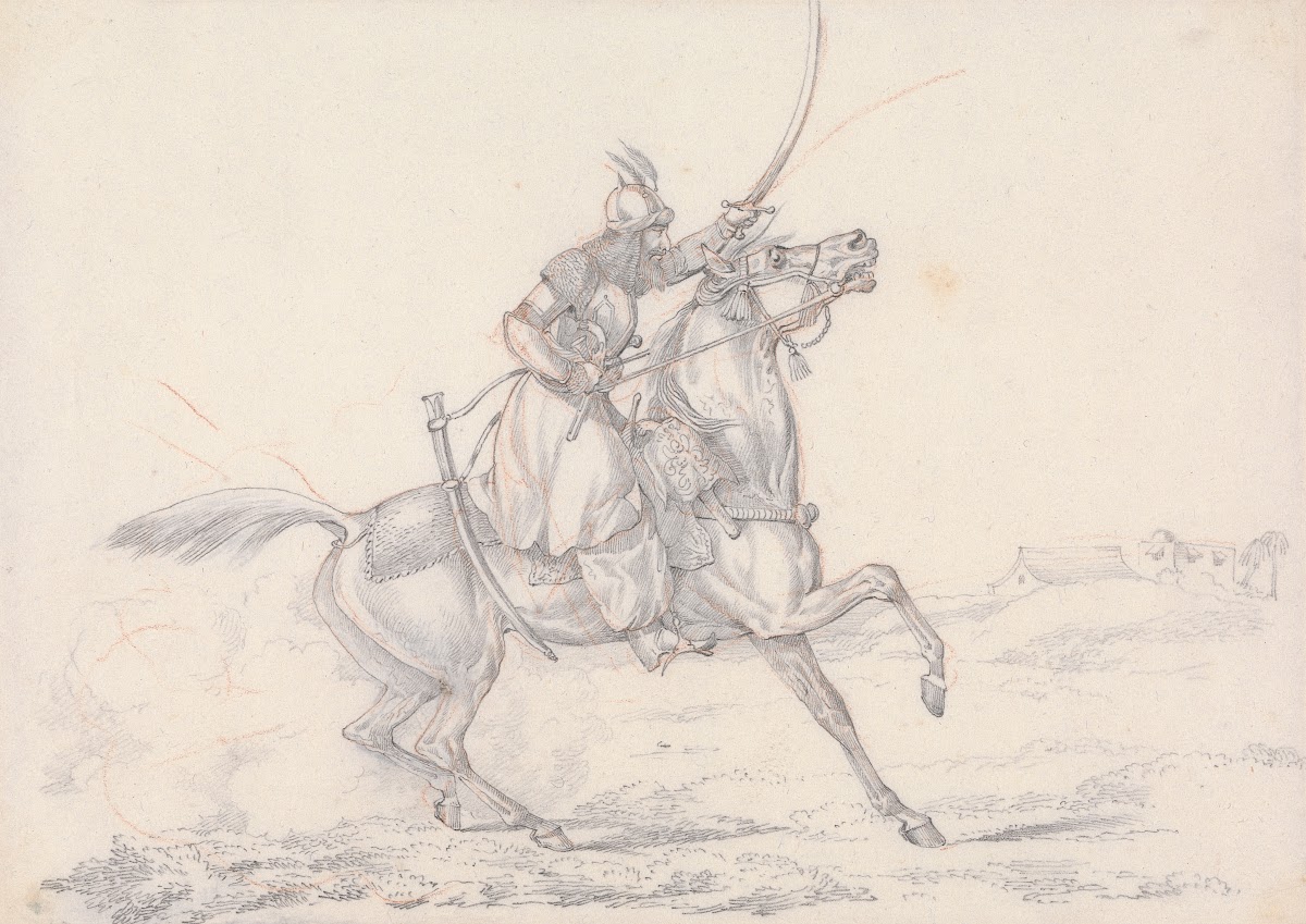 Scraps no 33 Mounted Mameluke Brandishing a Sword 1823