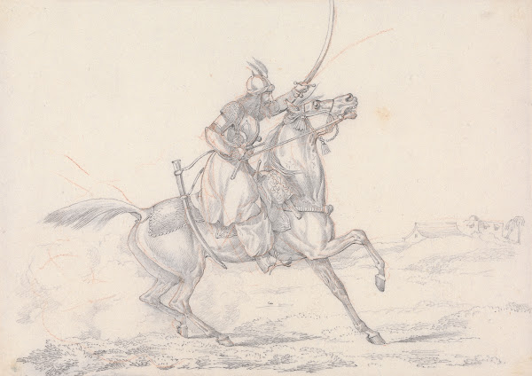 Scraps no 33 Mounted Mameluke Brandishing a Sword 1823