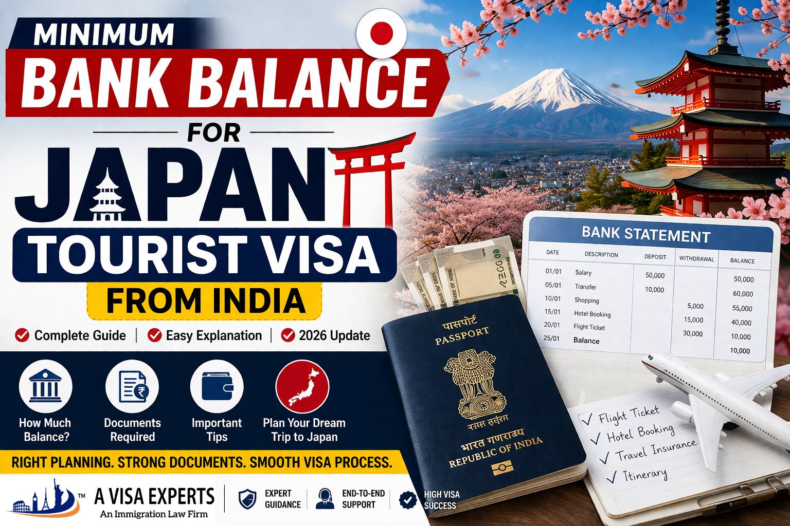 Minimum Bank Balance for Japan Tourist Visa from India (2026 Guide)