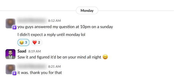 Client message in Slack