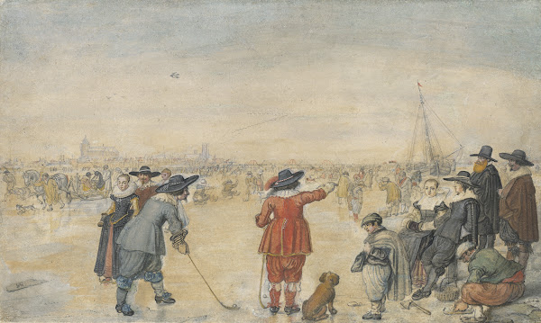 Winter Games on the Frozen River Ijssel c 1626