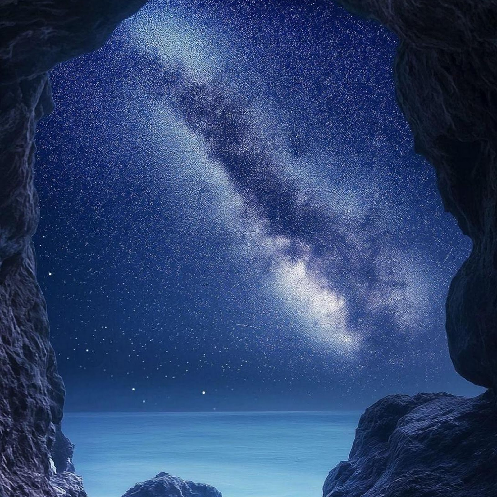 Download Dark Grotto Under Starry Sky Full HD iPhone