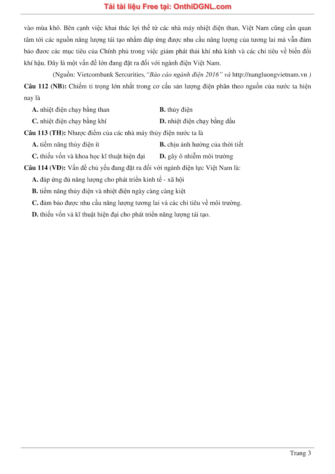 250 bài tập môn Địa Lý - Ôn thi ĐGNL ĐHQG TP HCM Phần 22