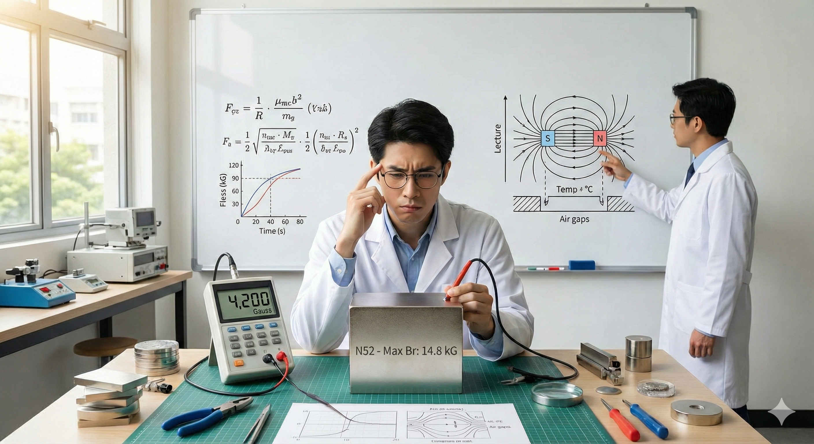 為什麼 N52 磁鐵測不到 14,800 高斯？揭開釹鐵硼「消失磁力」的真相