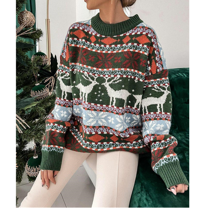 Women's Knitted Sweater with Animal Motif