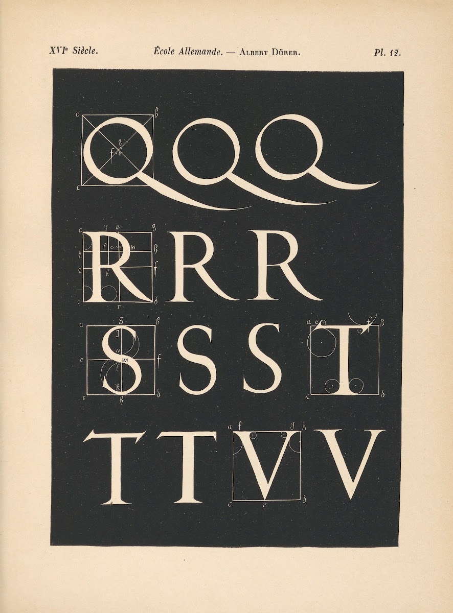 École Allemande  Albert Dürer  Triple alphabet attique avec construction géométr