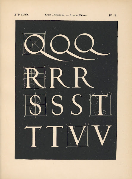 École Allemande  Albert Dürer  Triple alphabet attique avec construction géométr