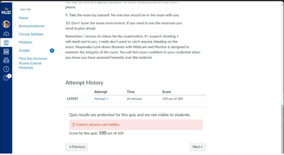 Lockdown Browser Exam April 10