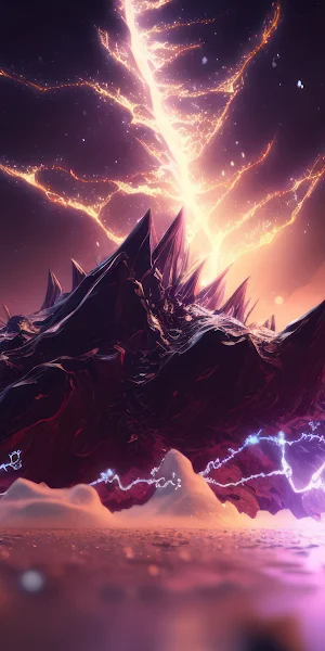 Lightning, Mountains, Cosmic, Energy 4K Wallpaper Background