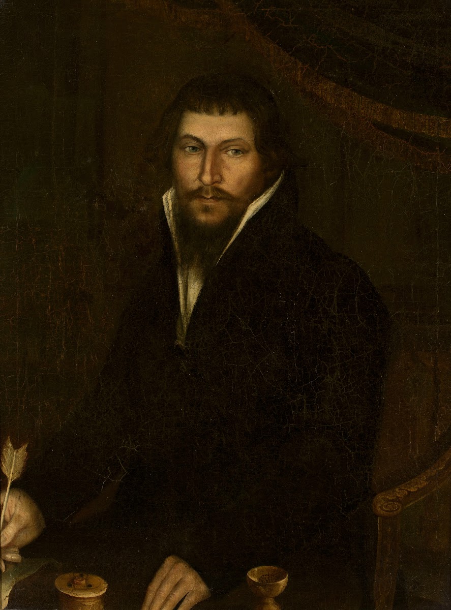 Portrait Of A Man With A Goose Quill In His Hand