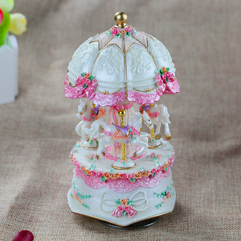 Decorative carousel music box, hand-painted